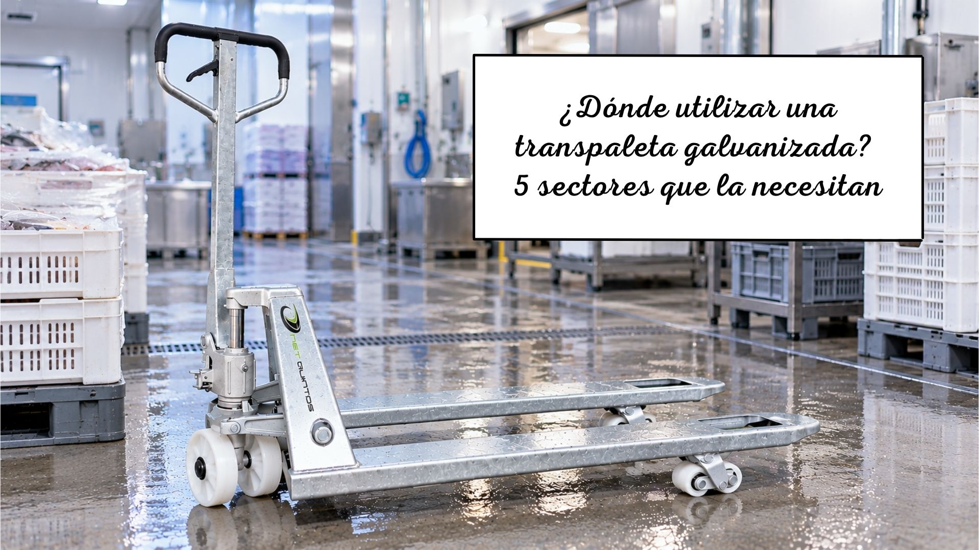 Transpaleta galvanizada Net Quintos en una instalación de la industria alimentaria